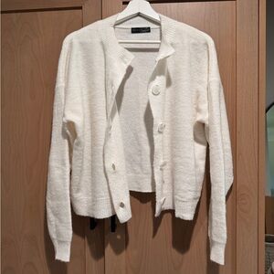 Verve Ami white boxy cardigan L